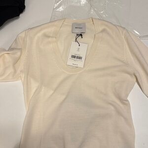 Reformation Benji Regenerative Merino Scoop Neck Ivory - Size M